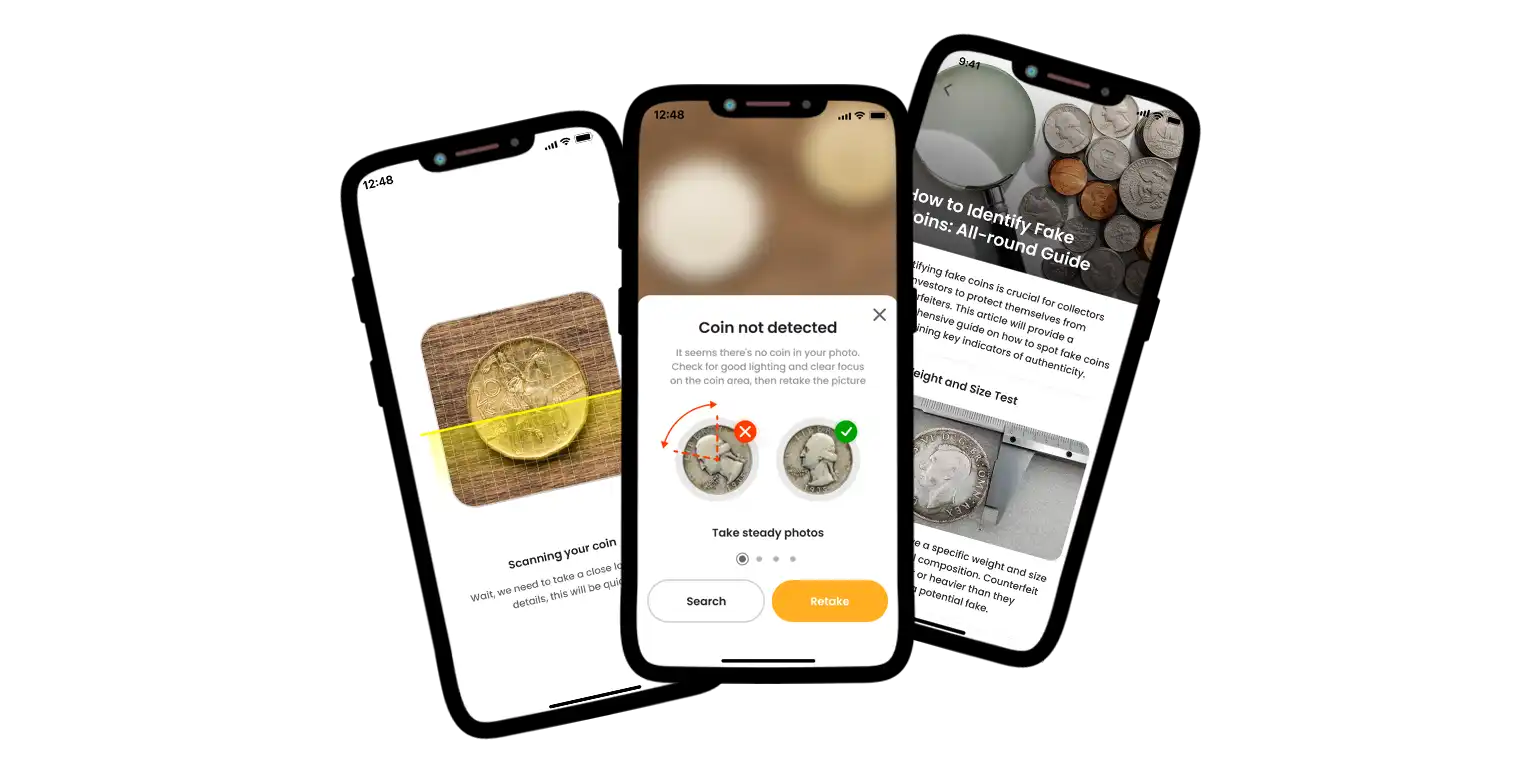 Screen from the Coin ID Scanner app.