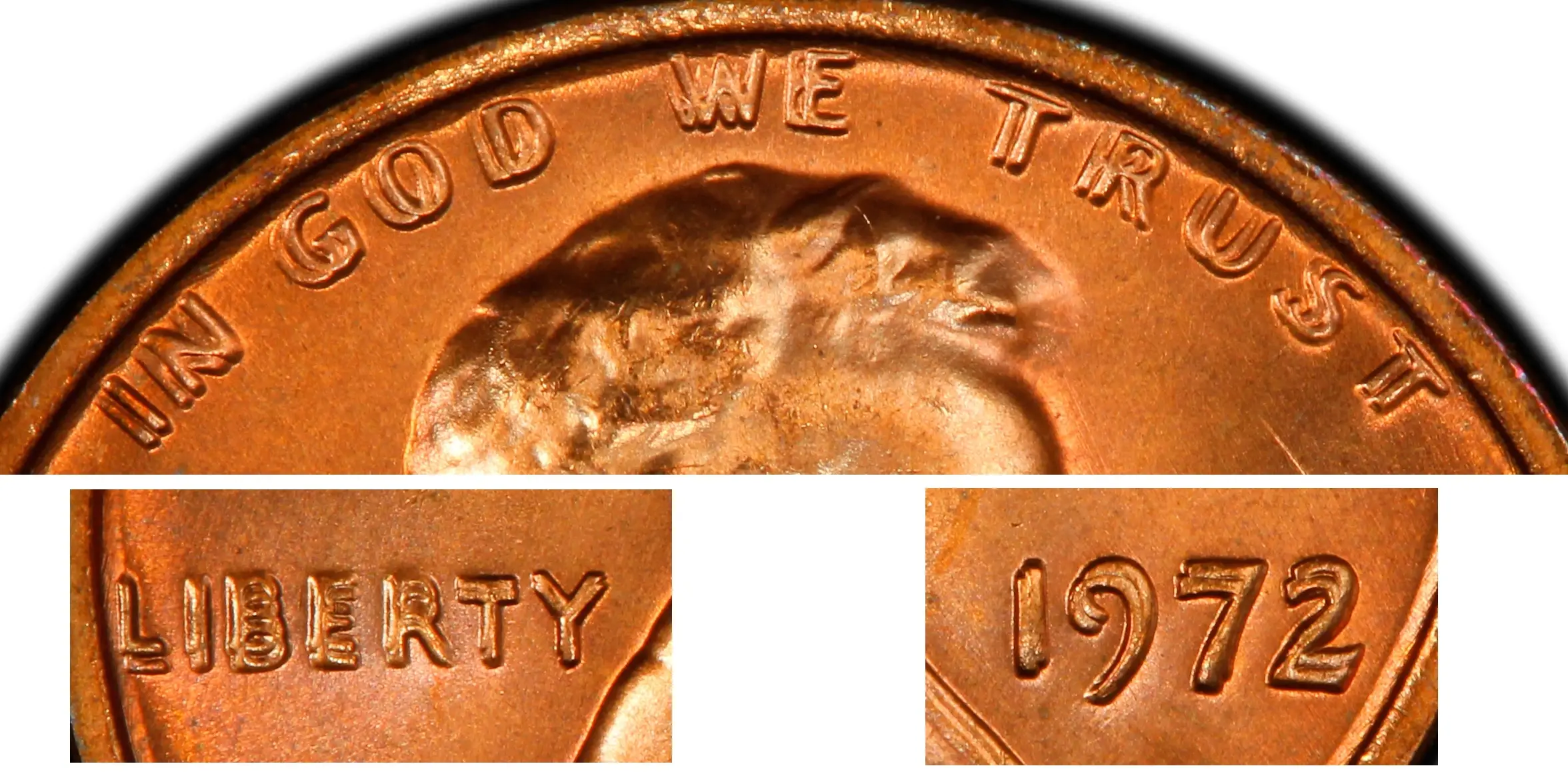 details of the 1972 1C Doubled Die Obverse